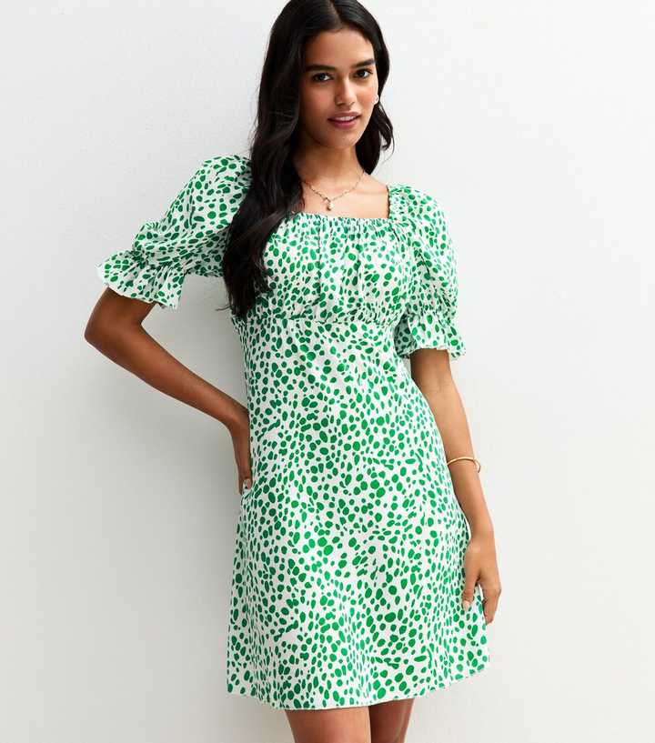 Sunshine Soul Green Abstract Spot Print Mini Dress