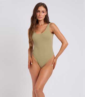 Urban Bliss Light Green Textured Swimsuit