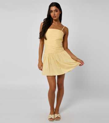 Urban Bliss Light Yellow Pleated Mini Strappy Dress