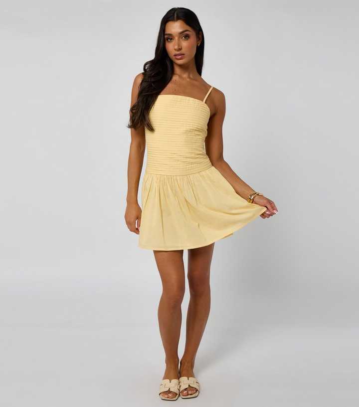 Urban Bliss Light Yellow Pleated Mini Strappy Dress