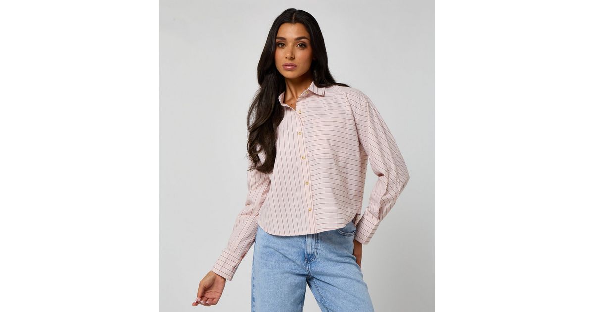 Urban Bliss Pink Stripe Print Cropped Poplin Shirt | New Look