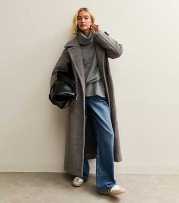 Mid Grey Boiled Yarn Wrap Coat