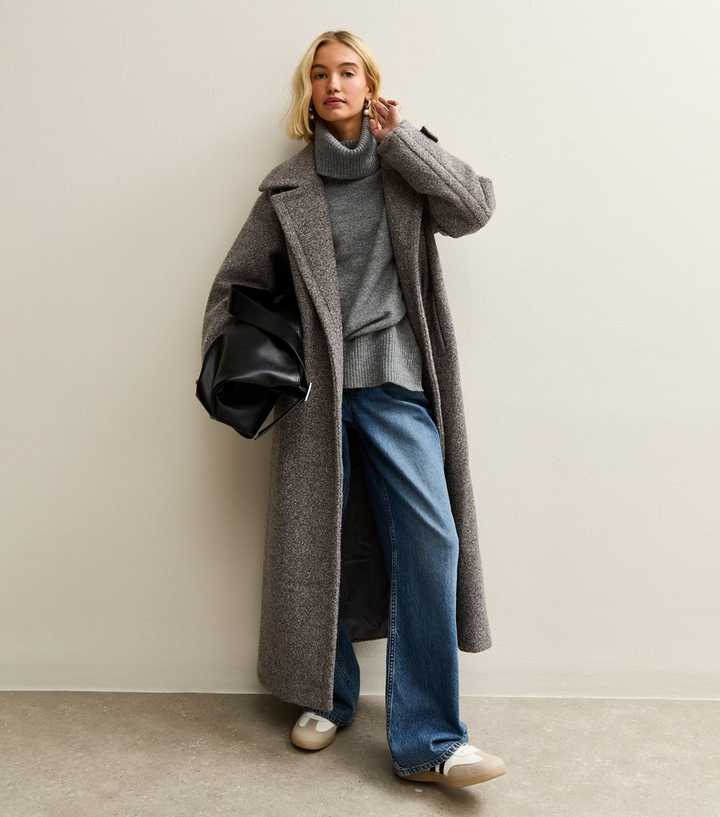 Mid Grey Boiled Yarn Wrap Coat