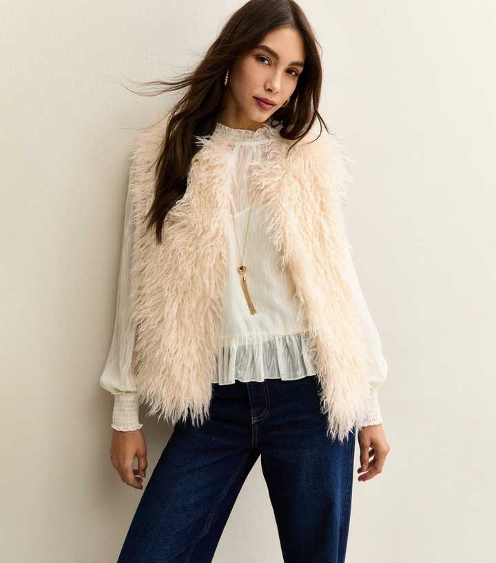 Off White Faux Fur Gilet