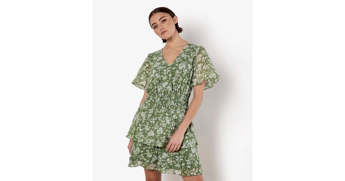 Orson Apricot Floral Tier Dress