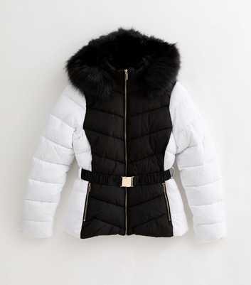 Tall White Fur Trimmed Hood Puffer Jacket
