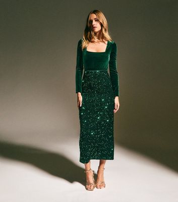 never fully dressed green sequin skirt Emerald Sequin Mimi Dress Never Fully Dressed