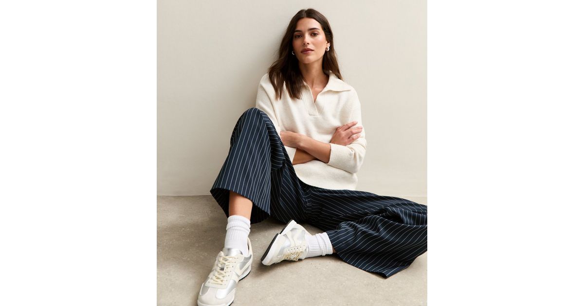 Blue Pinstripe Wide Leg Trouser | New Look