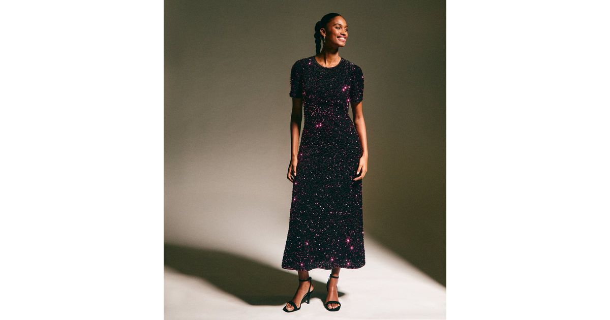 new look women's velvet a-line midi sequin dress reviews New Look Velvet Sequin T-Shirt Dress - Dark Burgundy