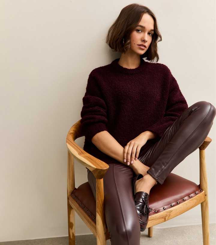 Dark Brown Faux Leather High Waisted Leggings