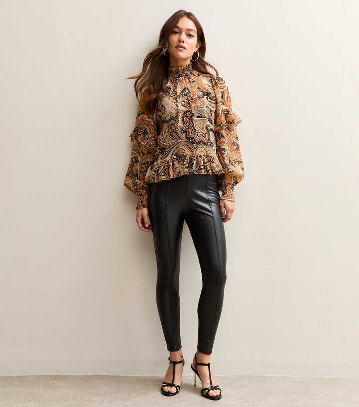 Petite Black Faux Leather Leggings