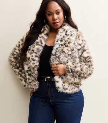 Curves Brown Animal Print Faux Fur Jacket