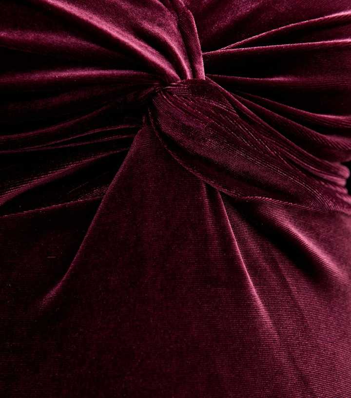 Maternity Burgundy Velvet Twist Midi Dress | New Look
