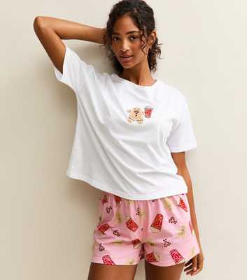 Pink Christmas Gingerbread Coffee Short Sleeve Top and Shorts Pyjama Set