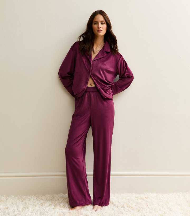 Dark Burgundy Velvet Pyjama Set