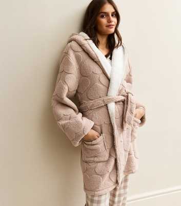 Mink Heart Pattern Hooded Dressing Gown