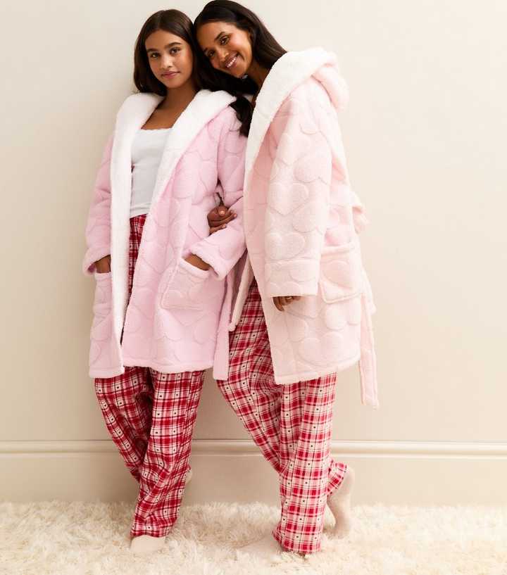 new look ladies dressing gowns Cream Teddy Print Fleece Robe