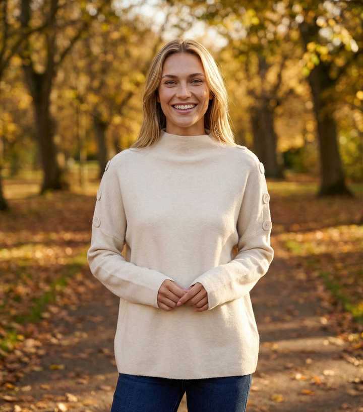 Blue Vanilla Stone Button Detail Jumper