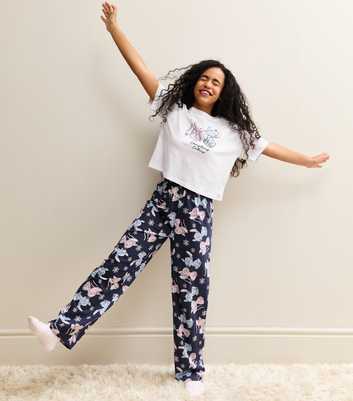 Girls Navy Lilo and Stitch T-Shirt and Trousers Pyjama Set