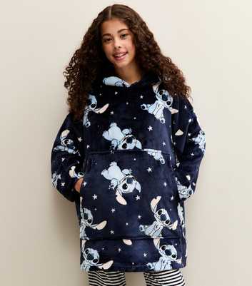 Girls Blue Lilo & Stitch Oversized Fleece Hoodie