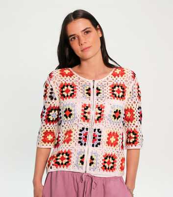 Sunshine Soul White Crochet Boxy Bomber Jacket