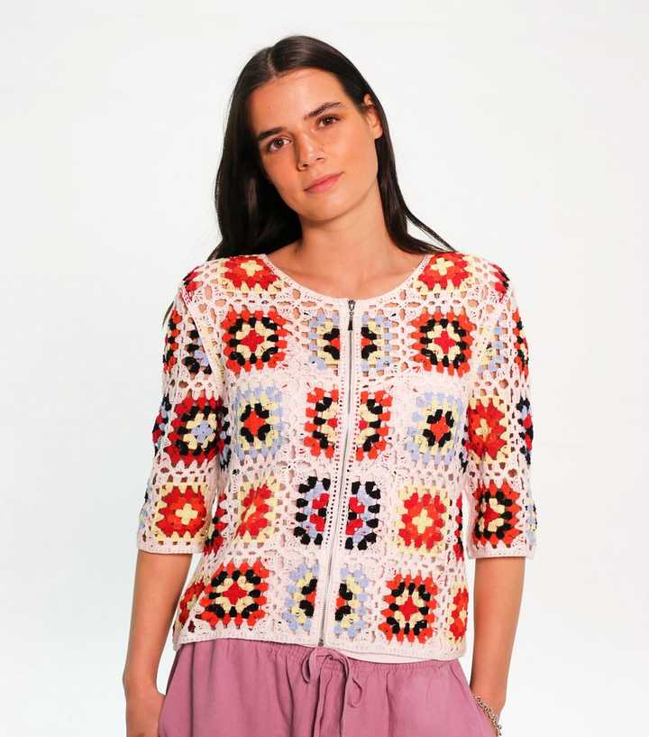 Sunshine Soul White Crochet Boxy Bomber Jacket