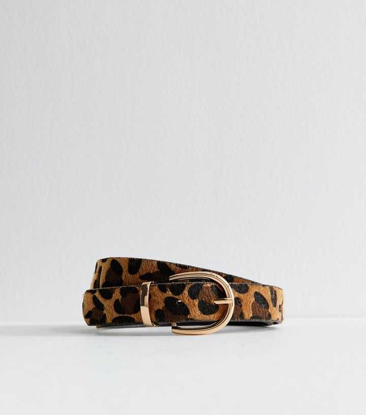 Brown Leopard Print Faux Leather Belt