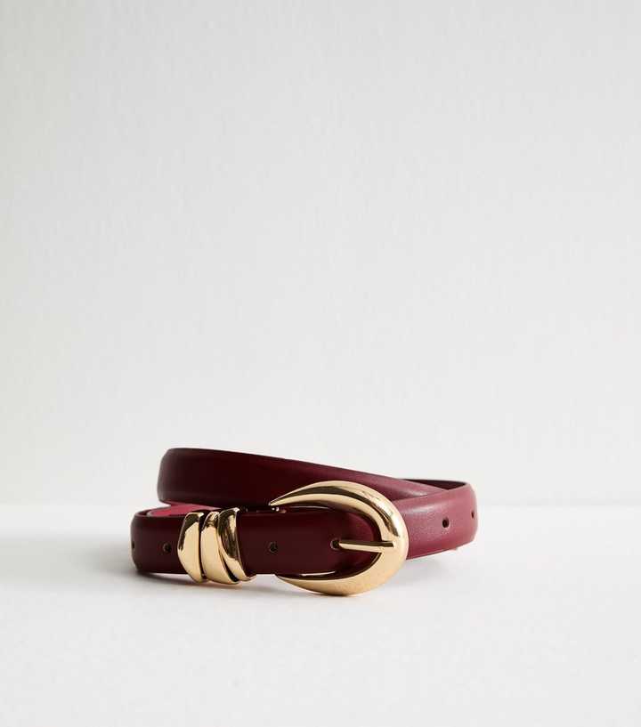 Burgundy Faux Leather Triple Belt Loop Belt