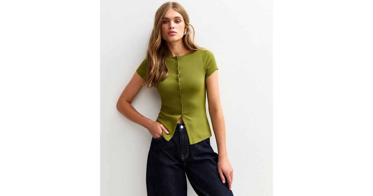 Zoey Ribbed Button Up Top - Baby Blue