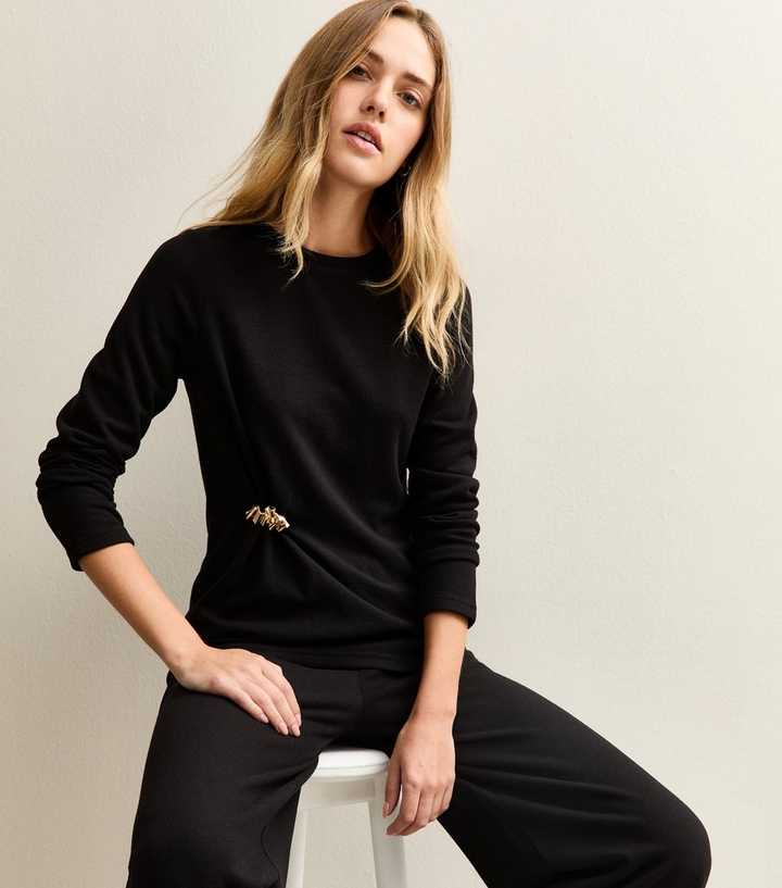 Black Soft Touch Brooch Trim Top