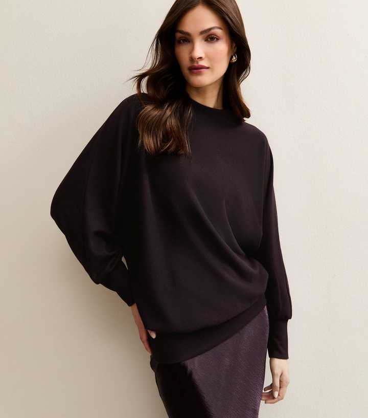Tall Dark Purple Batwing Jumper