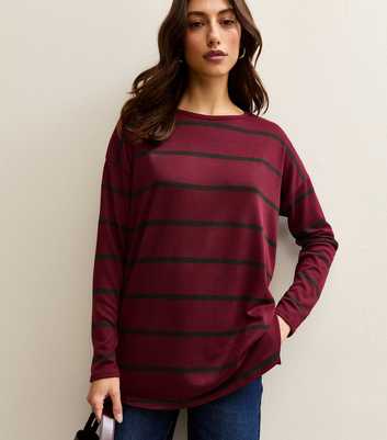 Tall Burgundy Long Sleeve Stripe Top