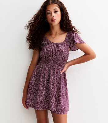 Girls Red Floral Print Skater Skort Dress