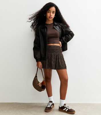 Girls Dark Brown Lace Rara Skirt