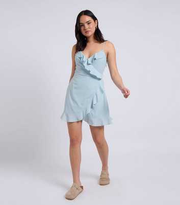 Urban Bliss Light Blue Frill Trim Cami Tea Dress