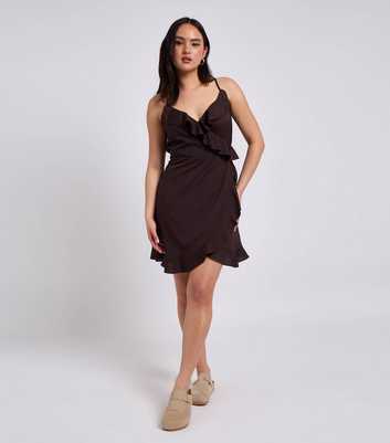 Urban Bliss Brown Frill Trim Cami Tea Dress