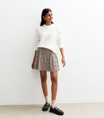 Grey Checked Pleated Mini Skirt | New Look