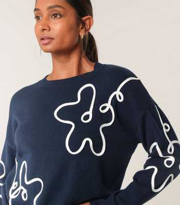 Blue Vanilla Navy Floral Pattern Jumper
