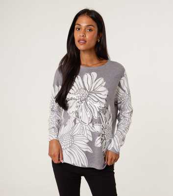 Blue Vanilla Grey Floral Sequin Embellished Jumper