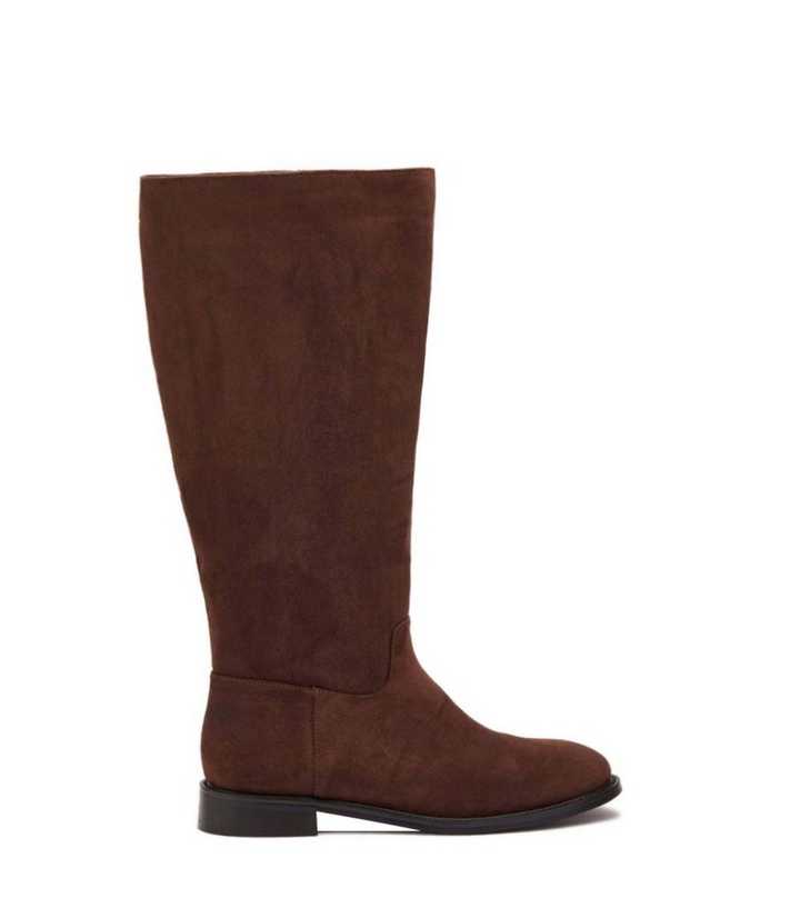 London Rebel Brown Faux Suede High Knee Boots