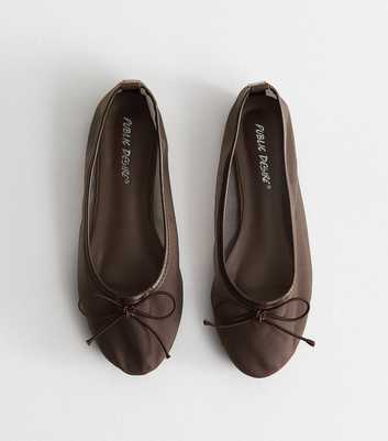 Public Desire Brown Bow Appliqued Ballet Flats