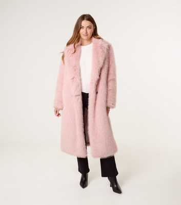 Blue Vanilla Pink Long Fluffy Faux Fur Coat