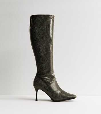 Public Desire Khaki Scorpion Knee High Boots