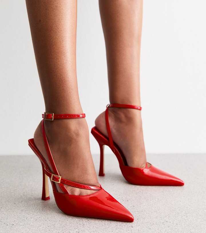 Public Desire Bright Red Idol Faux Leather Court Heels