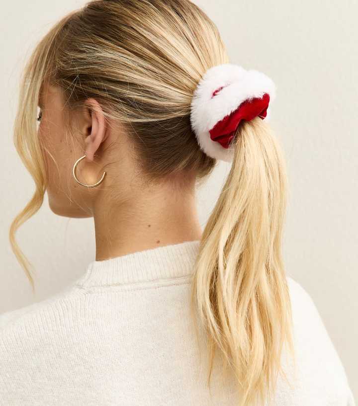 Bright Red Velvet Christmas Santa Scrunchie