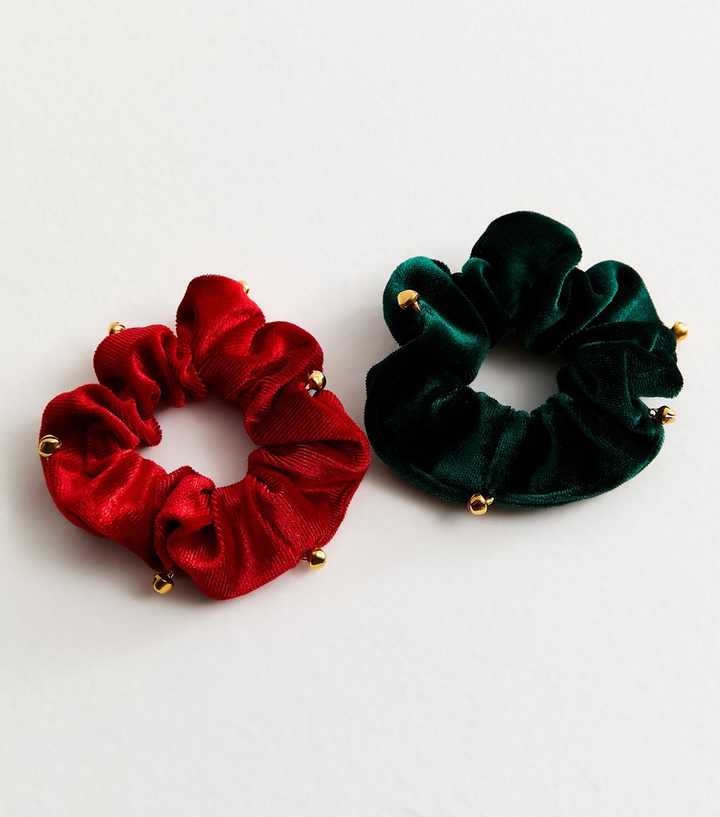 Pack of 2 Red Christmas Jingle Bell Scrunchies