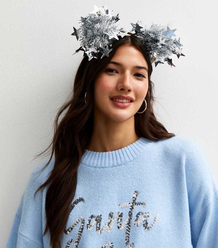 Silver Christmas Tinsel and Star Headband