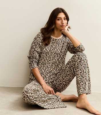 Tall Brown Leopard Print Long Sleeve Top and Trousers Pyjama Set