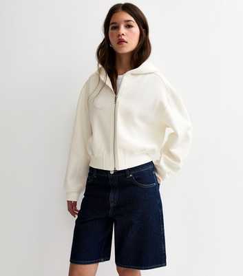 Girls Off White Zip Through Hoodie