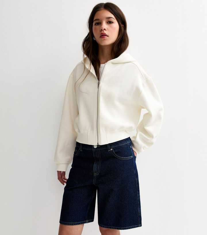Girls Off White Zip Through Hoodie